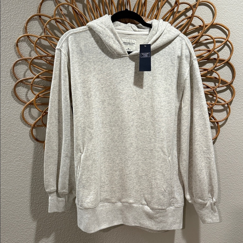 NWT Abercrombie & Fitch Boyfriend Popover Light Heather Gray Sweatshirt